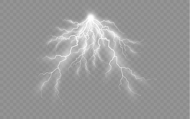 Het effect van bliksem en verlichting set ritsen onweer en bliksem licht en glans