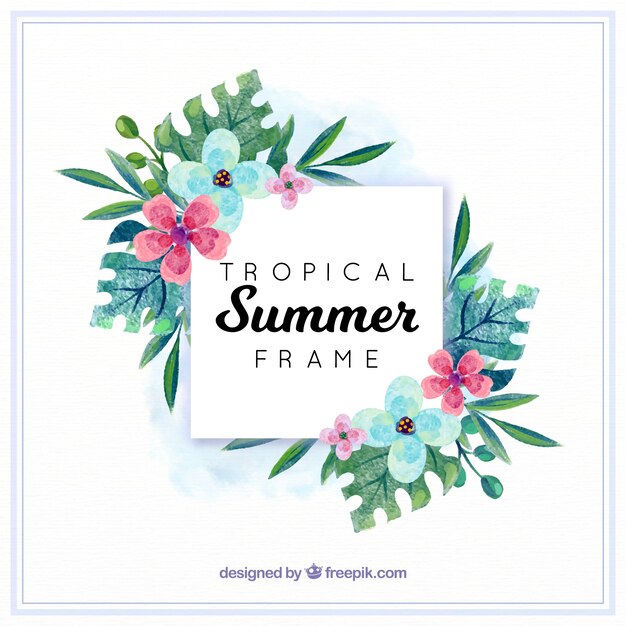 Het frame van de zomer met tropische bladeren