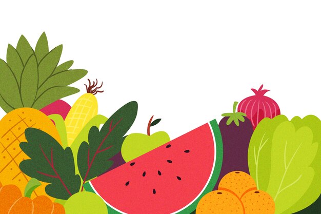 Het fruit en de groenten kopiëren ruimteachtergrond