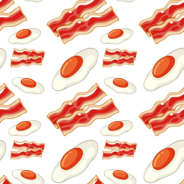 Gratis vector het naadloze beeldverhaal van de patroontegel met bacon en eieren