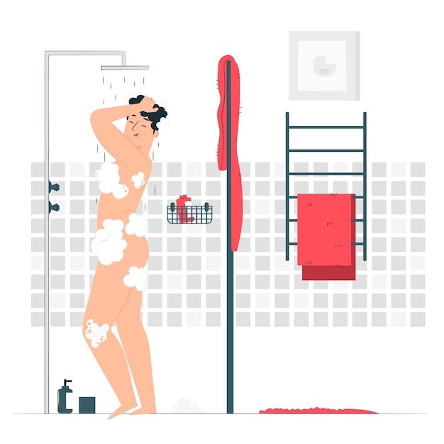 Het nemen van een douche concept illustratie
