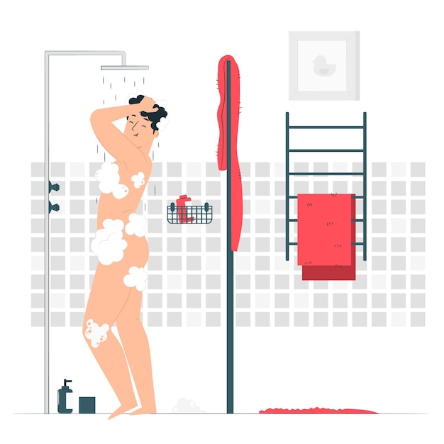 Gratis vector het nemen van een douche concept illustratie