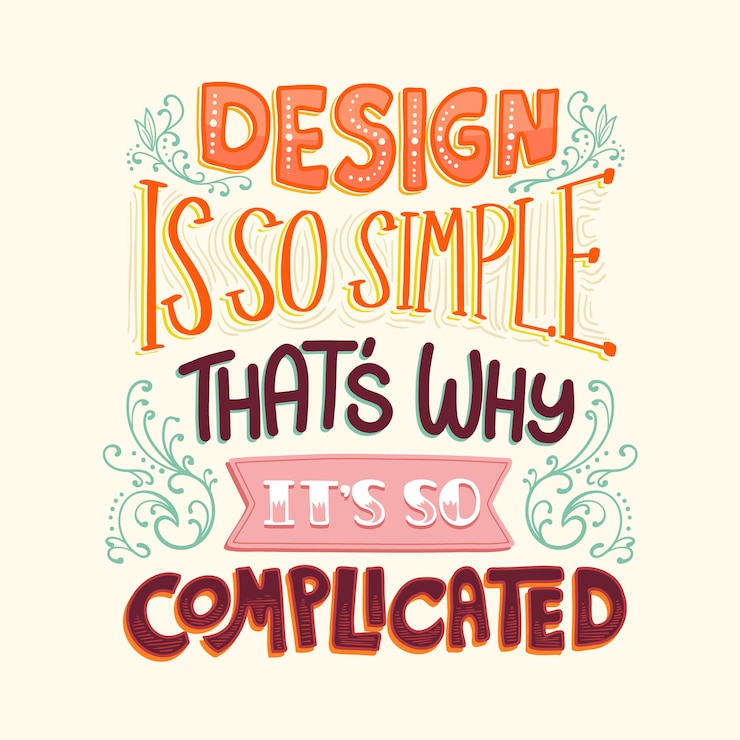 Gratis Vector het ontwerp is zowel eenvoudig als ingewikkeld beroemde lettering