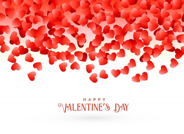 Het ontwerp van de de daggroet van de gelukkige valentijnskaart met dalende rode harten