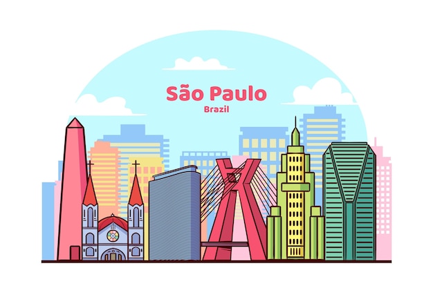 Gratis vector het oriëntatiepunt van sao paulo in levendige kleuren