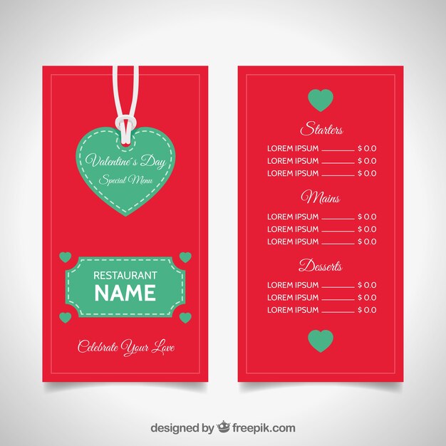 Het rode en groene ontwerp van het valentijnskaartmenu