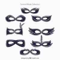 Gratis vector het verzamelen van carnaval maskers in minimalistische stijl