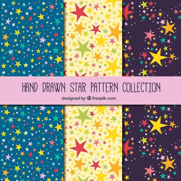 Het verzamelen van de hand getekende patronen met kleurrijke sterren