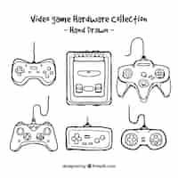 Gratis vector het verzamelen van de hand getekende video game