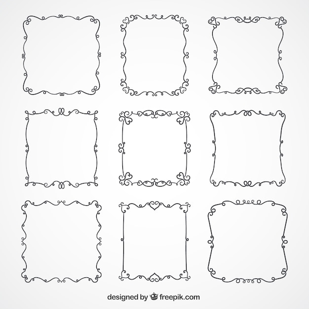 Gratis vector het verzamelen van elegante frames met bloemen details