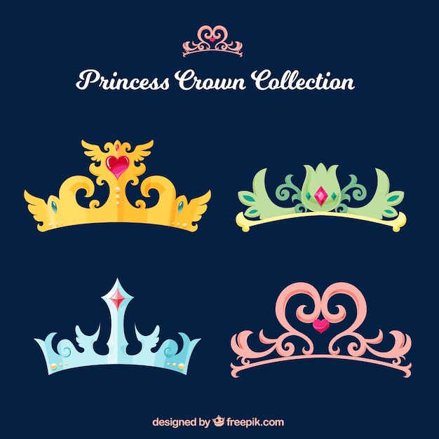 Gratis vector het verzamelen van elegante prinses kronen