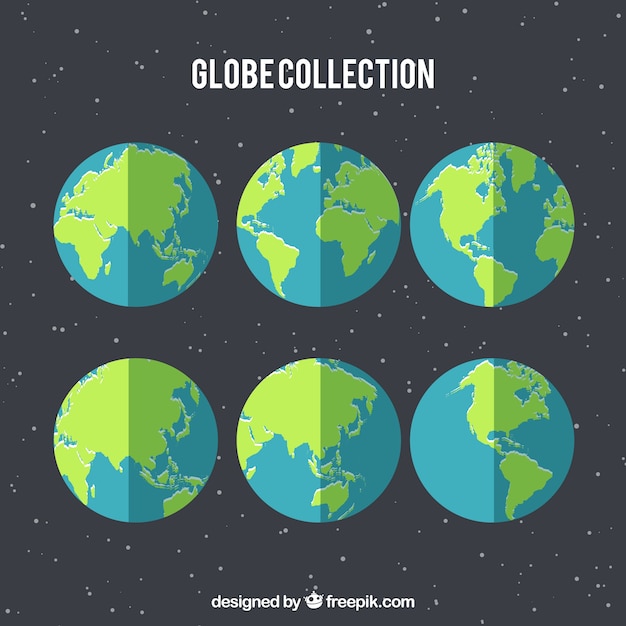 Gratis vector het verzamelen van globe in plat design