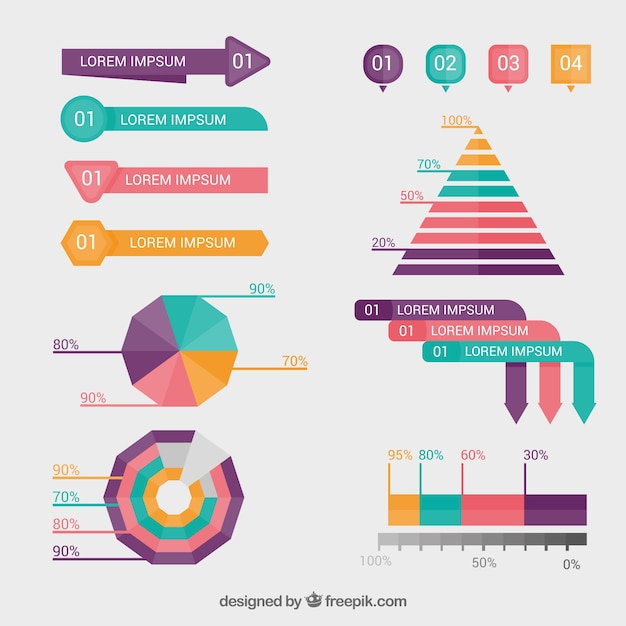 Het verzamelen van grote kleurrijke infographic elementen