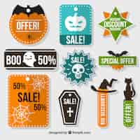 Gratis vector het verzamelen van halloween verkoop labels