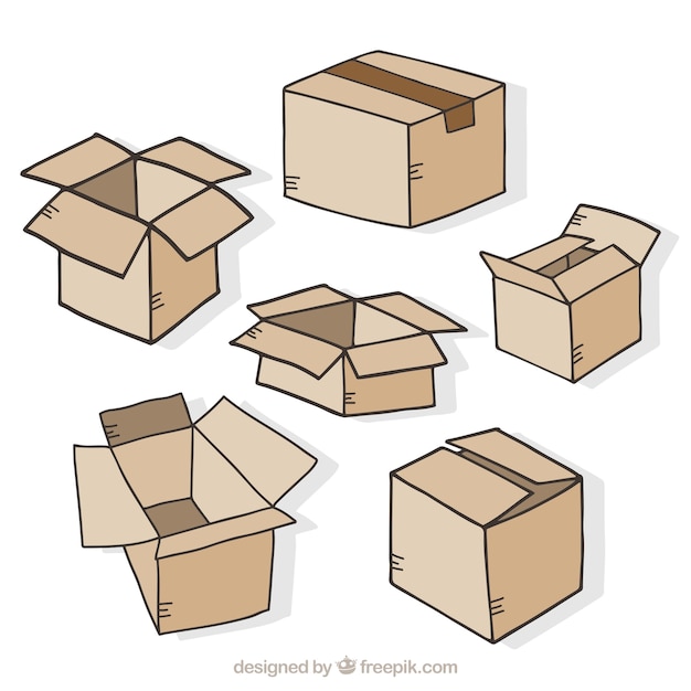 Het verzamelen van kartonnen dozen voor verzending