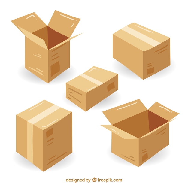 Gratis vector het verzamelen van kartonnen dozen voor verzending