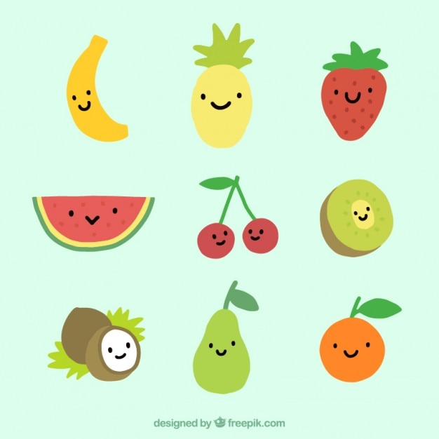 Gratis vector het verzamelen van leuke fruit