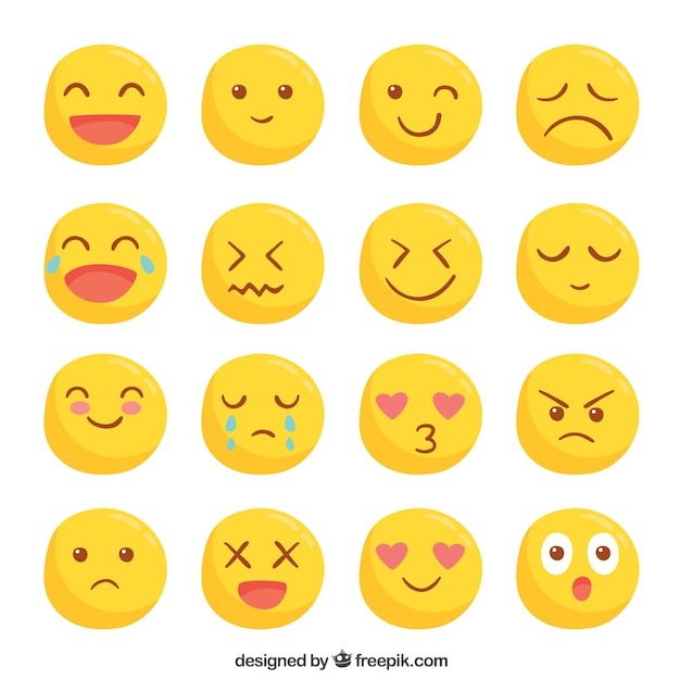 Gratis vector het verzamelen van leuke gele smileys