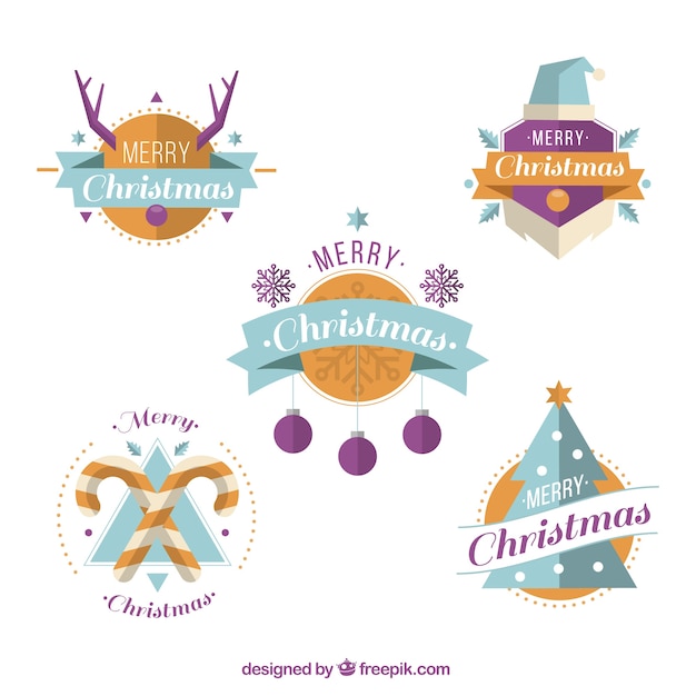 Het verzamelen van mooie Kerst stickers in plat design