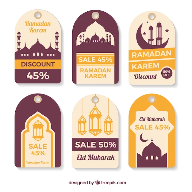 Gratis vector het verzamelen van ramadan labels