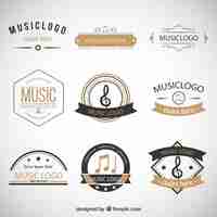 Gratis vector het verzamelen van retro muziek logo