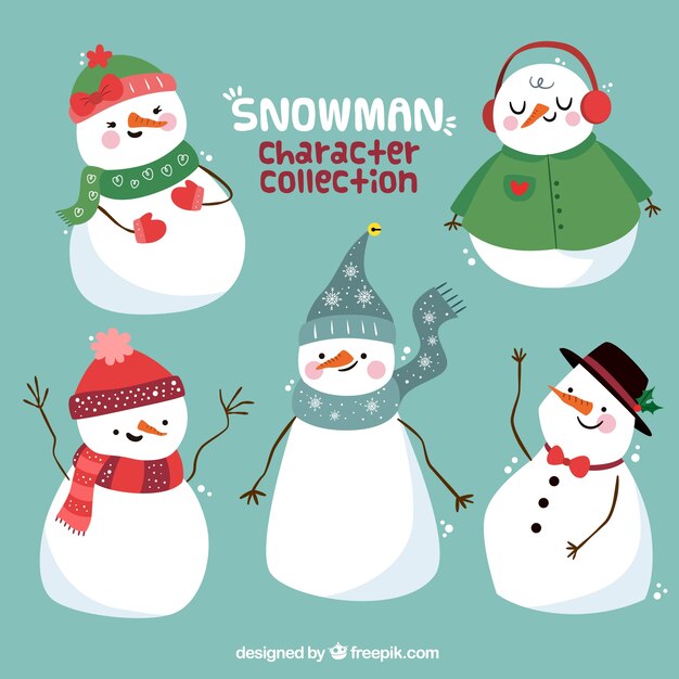 Het verzamelen van sneeuwpoppen met de winterkleren