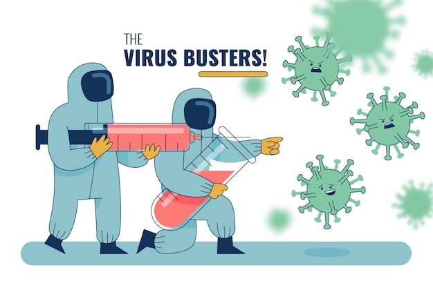 Gratis vector het virus breekt covid-19 concept af