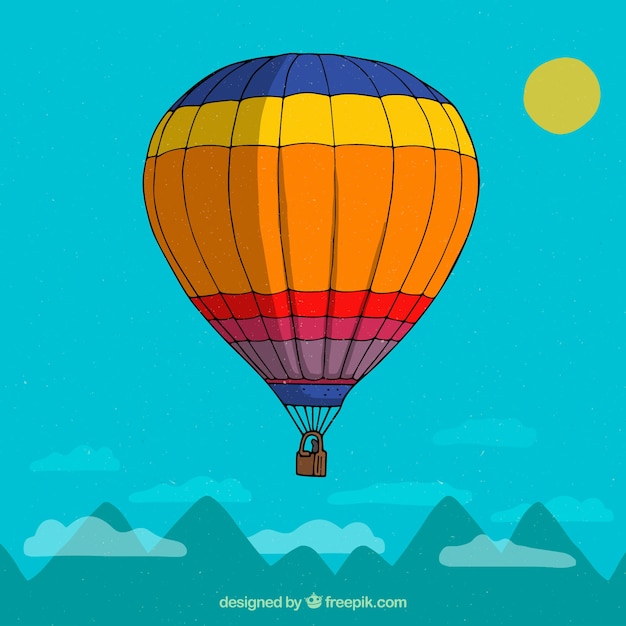 Gratis vector hete lucht ballon achtergrond in de lucht