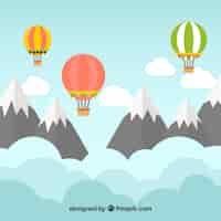 Gratis vector hete lucht ballonnen achtergrond met landschap