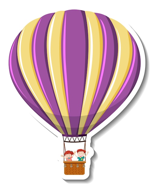 Gratis vector hete luchtballon cartoon sticker