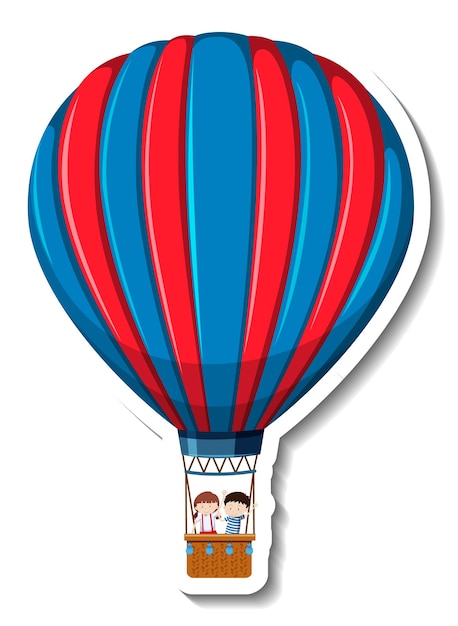 Gratis vector hete luchtballon cartoon sticker