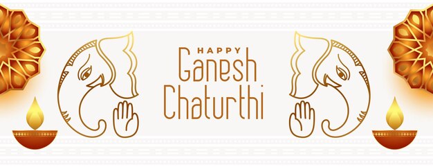 Hindoe festival ganesh chaturthi decoratieve banner met diya-ontwerp