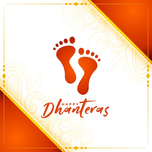 Gratis vector hindoe festival shubh dhanteras achtergrond met godin voet voor laxmi pooja vector