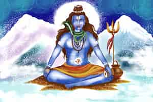 Gratis vector hindoe lord shiva voor indiase god maha shivratri kaart achtergrond