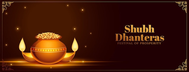 Hindoe spirituele shubh dhanteras greeitng wallpaper voor godin laxmi puja vector