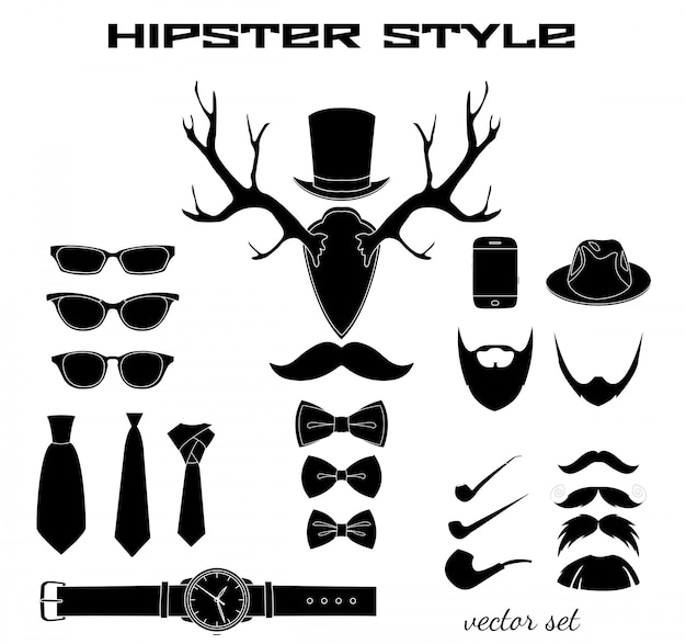 Hipster-accessoire pictogrammen collectie