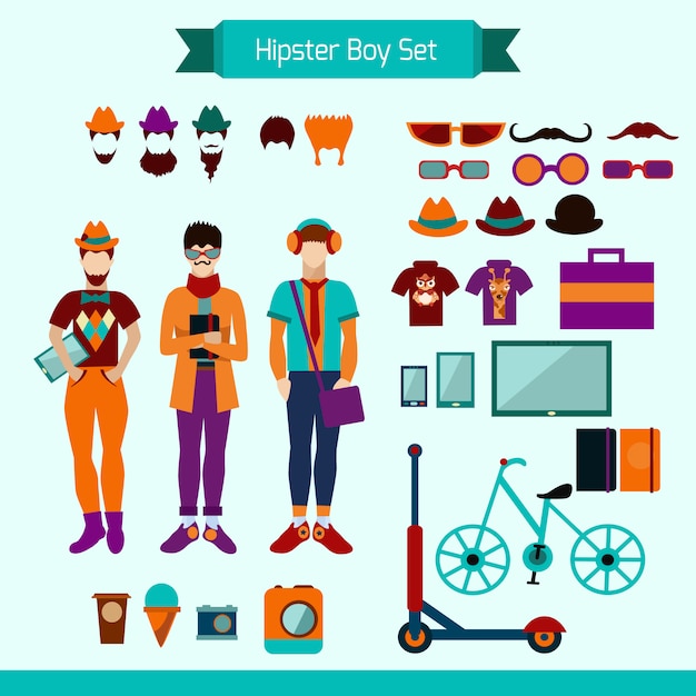 Gratis vector hipster boy set