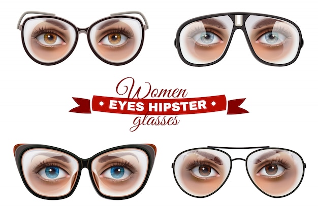 Gratis vector hipster damesbrillen set