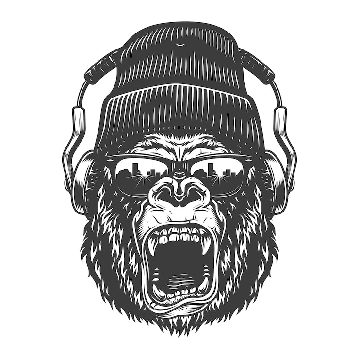 Gratis Vector hipster gorila gezicht