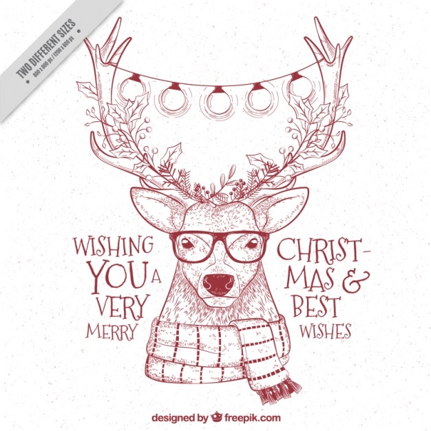 Gratis vector hipster rendieren schetsmatige achtergrond met kerst boodschappen