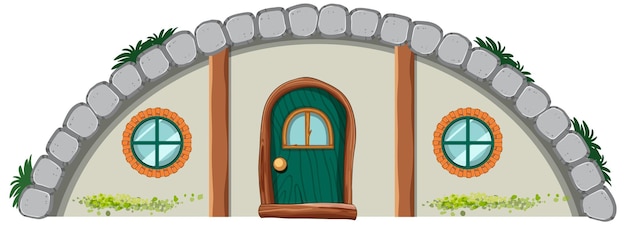 Gratis vector hobbit huis geïsoleerd op witte achtergrond