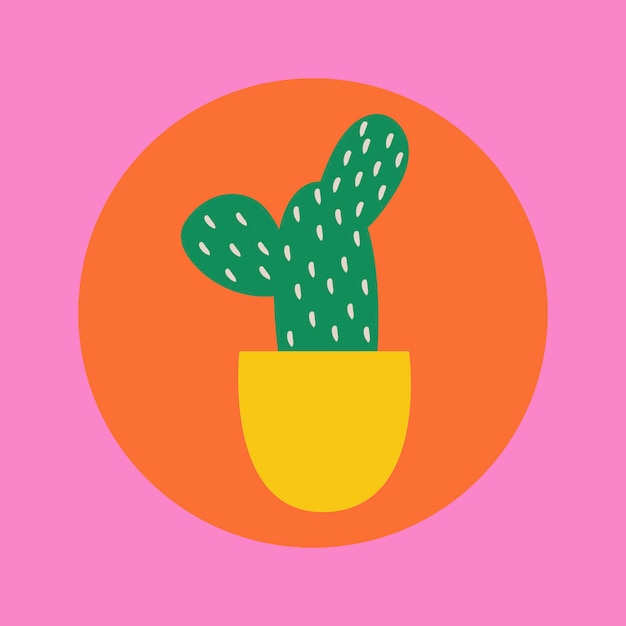 Hobby Instagram hoogtepunt icoon, cactus doodle in retro design vector