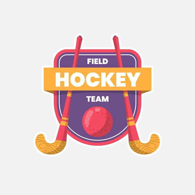 Gratis vector hockeylogo met plat ontwerp