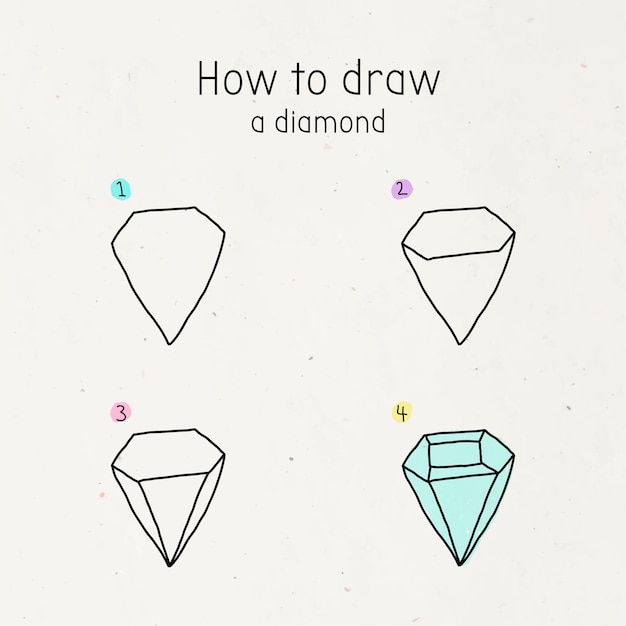 Hoe teken je een diamant doodle tutorial vector