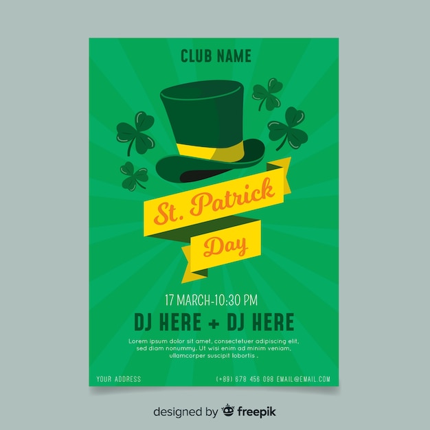 Gratis vector hoed met lint st patrick's day poster sjabloon