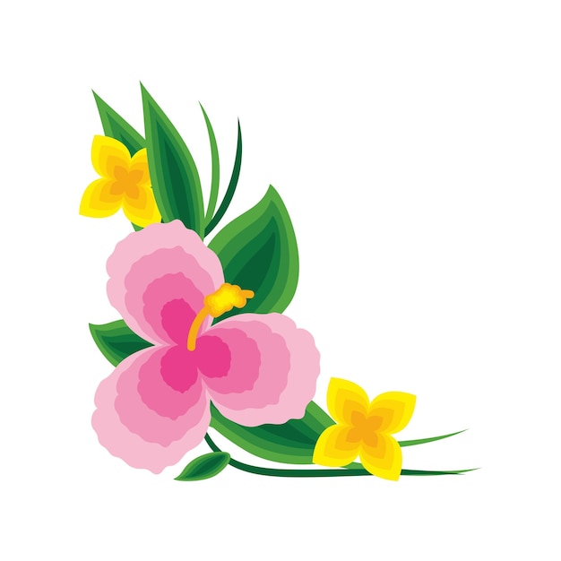 Gratis vector hoek frame bloemen plant geïsoleerde pictogram