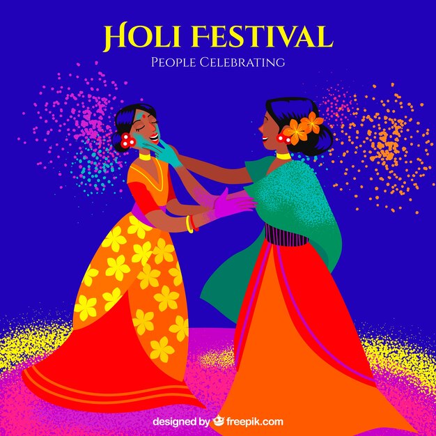 Holi-achtergrond met dansende vrouwen