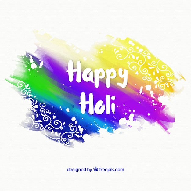 Gratis vector holi festival aquarel penseelstreken achtergrond