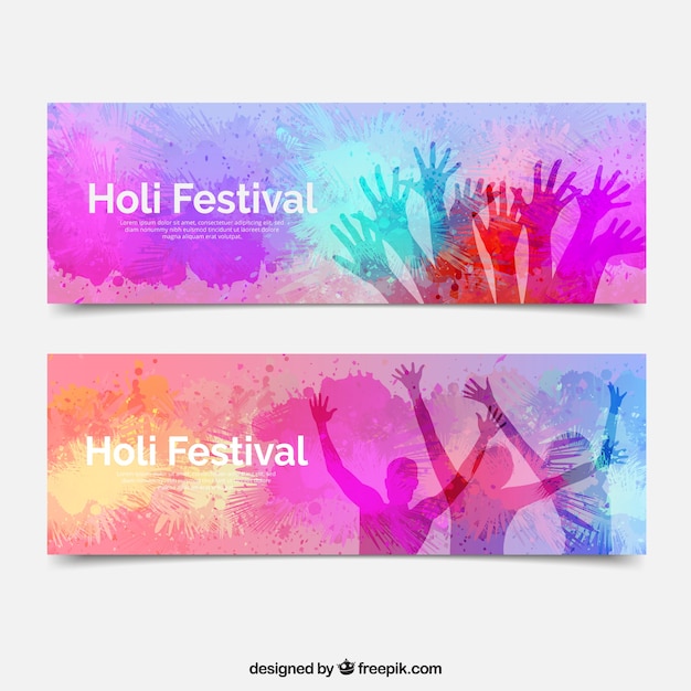 Gratis vector holi festival banners