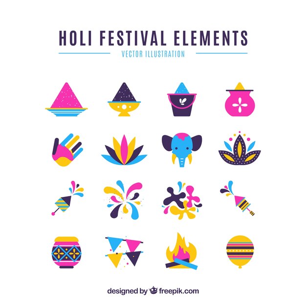 Holi festival element collectie